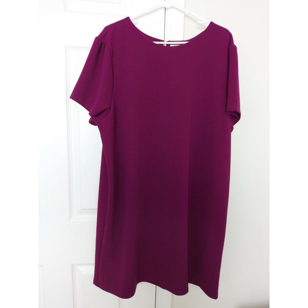 She + Sky Womens 2XL Plus Dress Short Sleeve Mauve Purple Scoop Neck